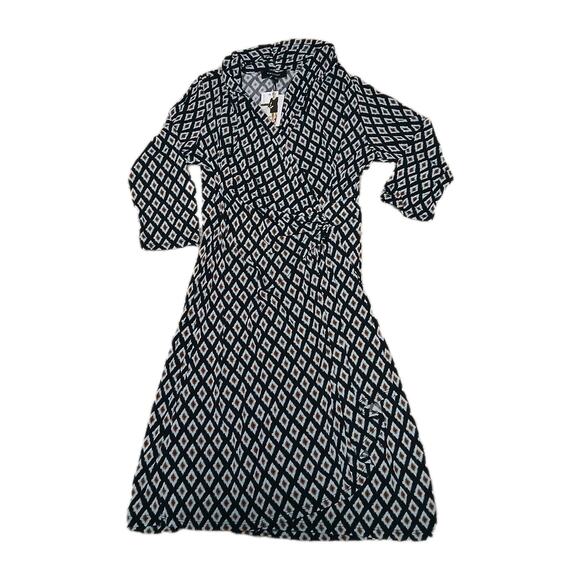 Karen Kane Dresses & Skirts - New Karen Kane Blue Diamond Super Stretch Jersey Cascade Faux Wrap Dress Large‎